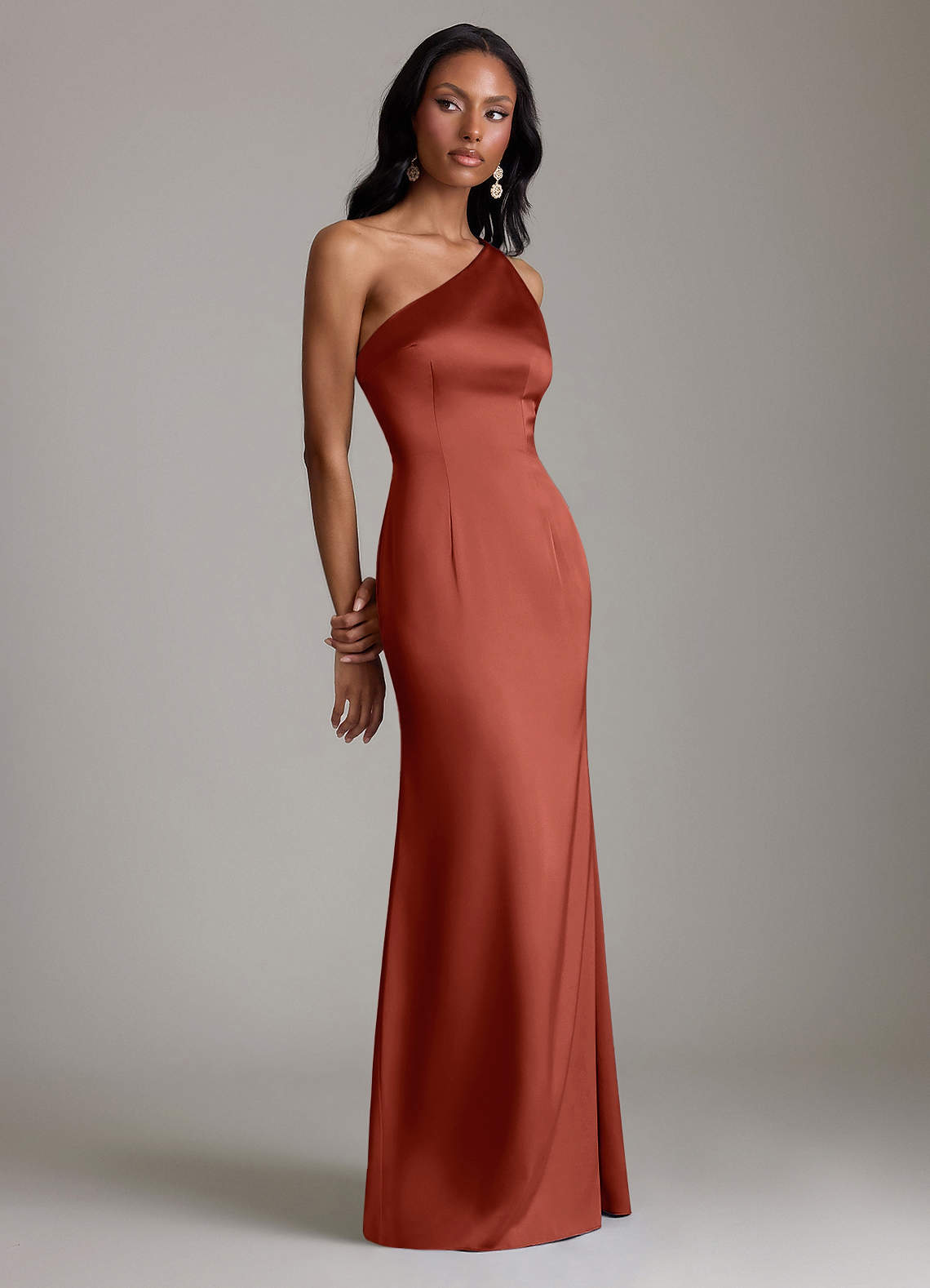 terracotta dress bridesmaid Dresses Straps Ruched Floor Length Sheath Bridesmaid With Slit Details Silhouette Wedtrend Women Bridesmaid Dress Terracotta
