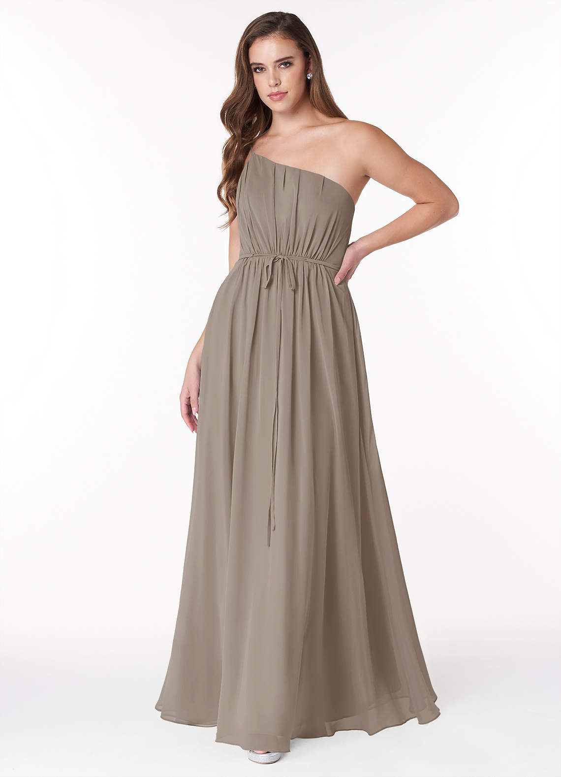 Azazie Hoya Final Sale Flowy One Shoulder Chiffon Bridesmaids Dress image1