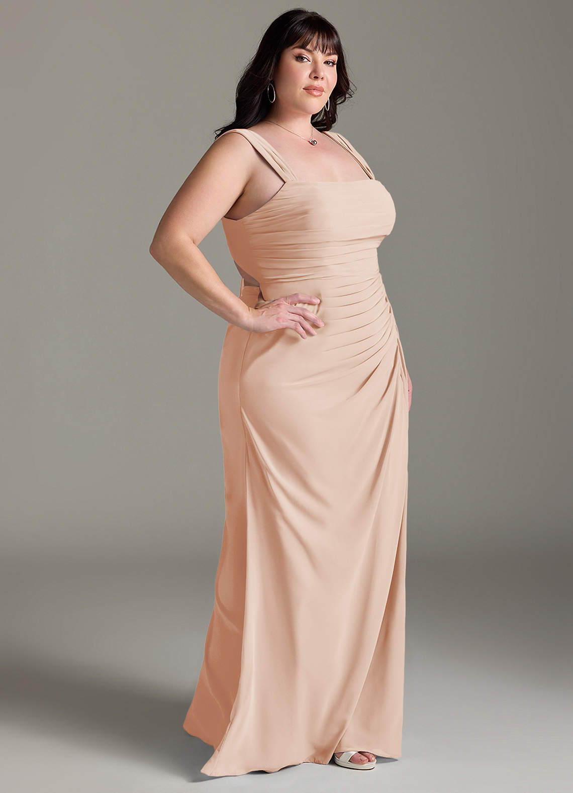 Azazie Jesaphine Bridesmaid Dresses English Rose Sheath Bow Chiffon Dress image9