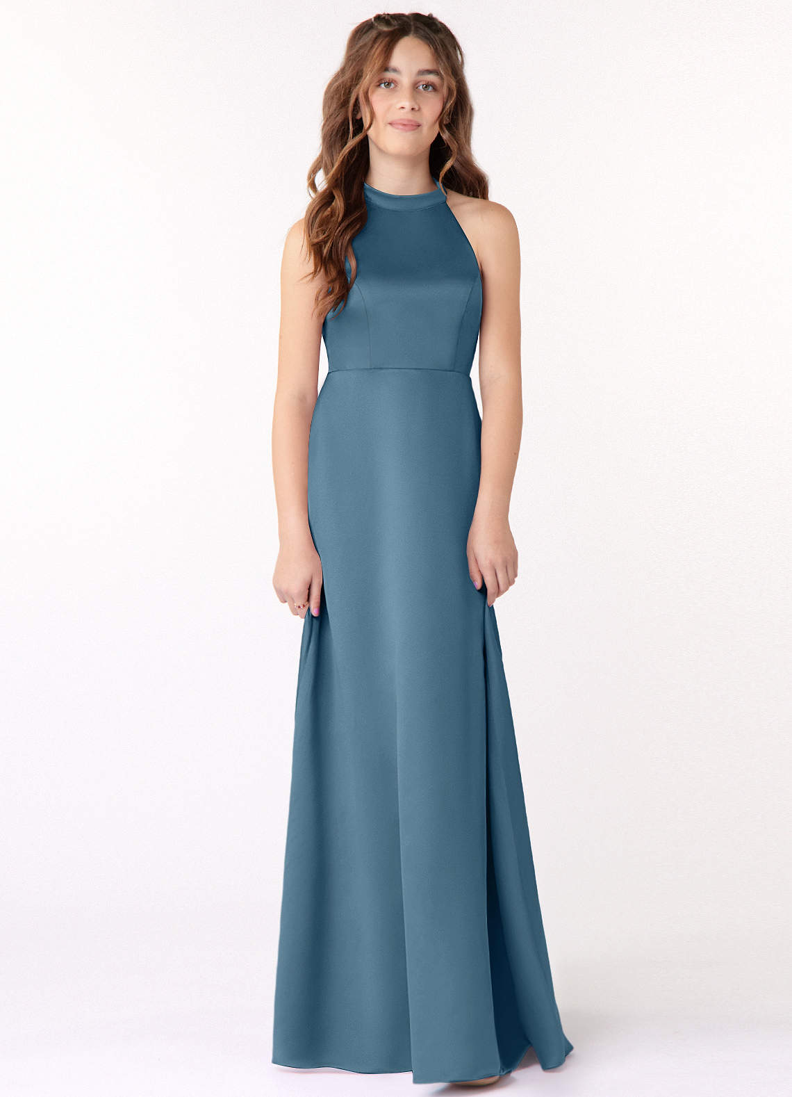 Azazie Laurel Junior Bermuda A-Line Stretch Satin Dress image1