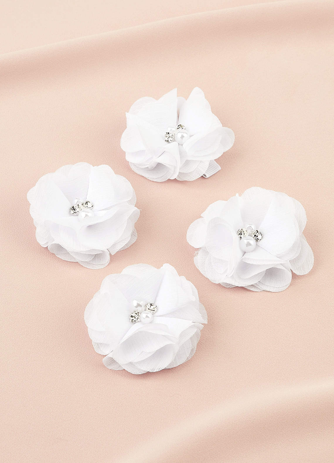 front Four-Piece White Flower Girl Hair Clip Set