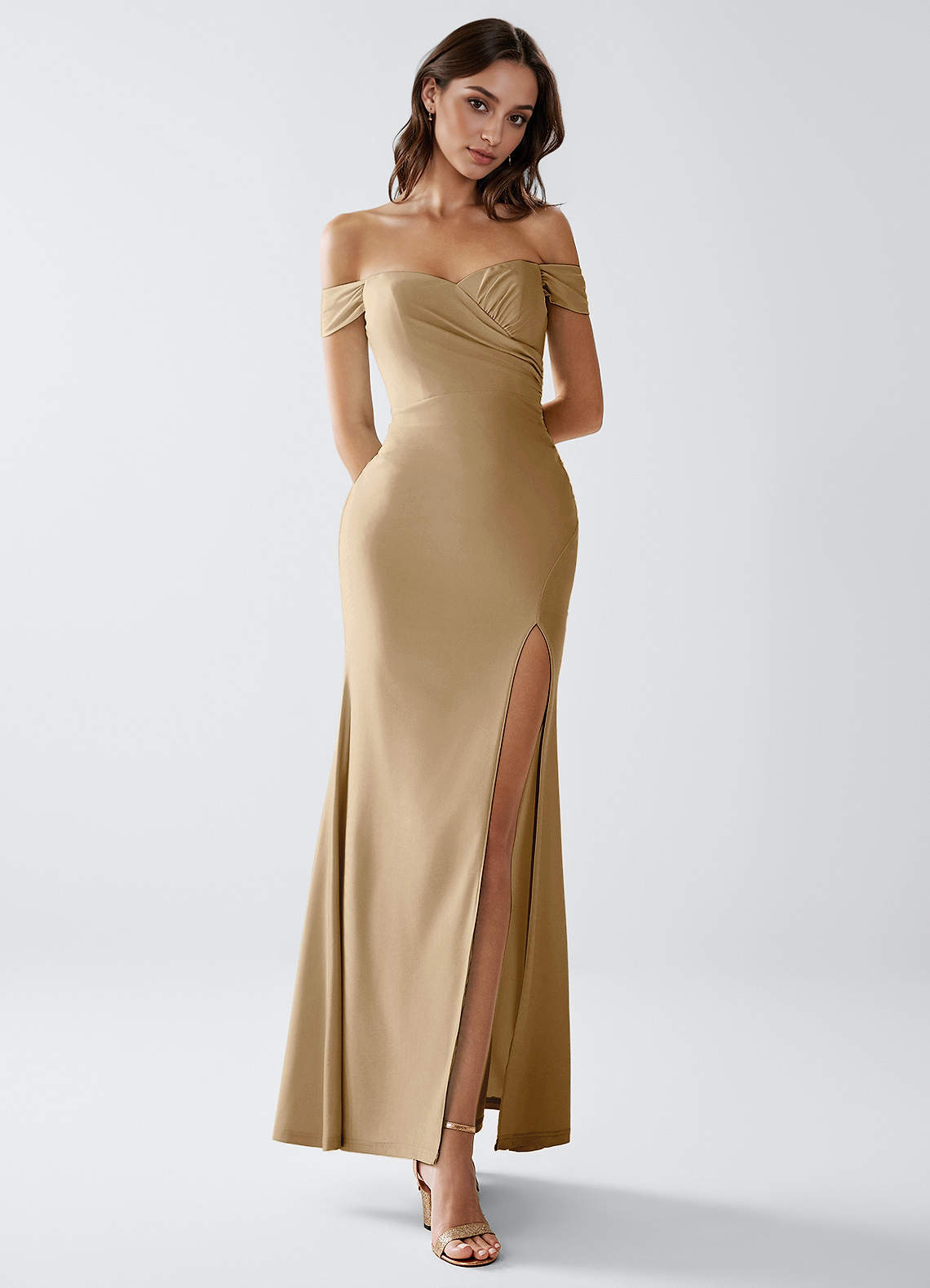 Crala Dark Champagne Stretch Knit Maxi Dress
