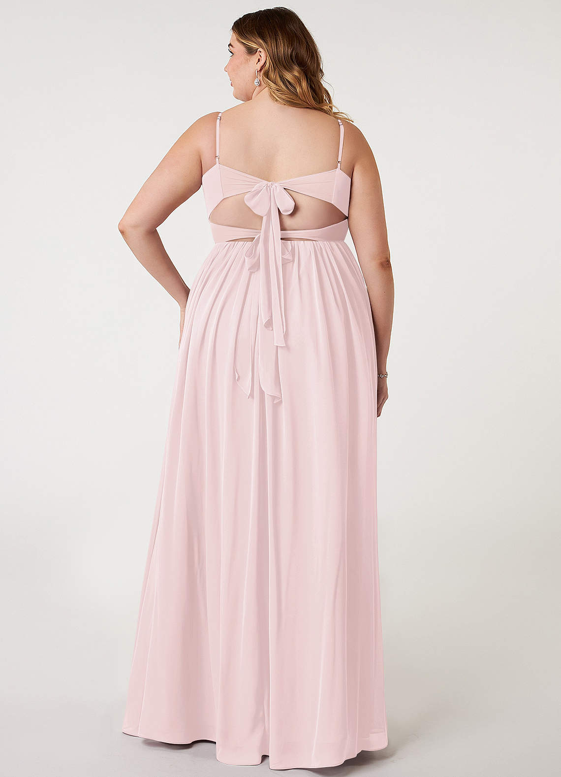 Azazie Zeya Bridesmaid Dresses A-Line V-Neck Pleated Chiffon Floor-Length Dress image1