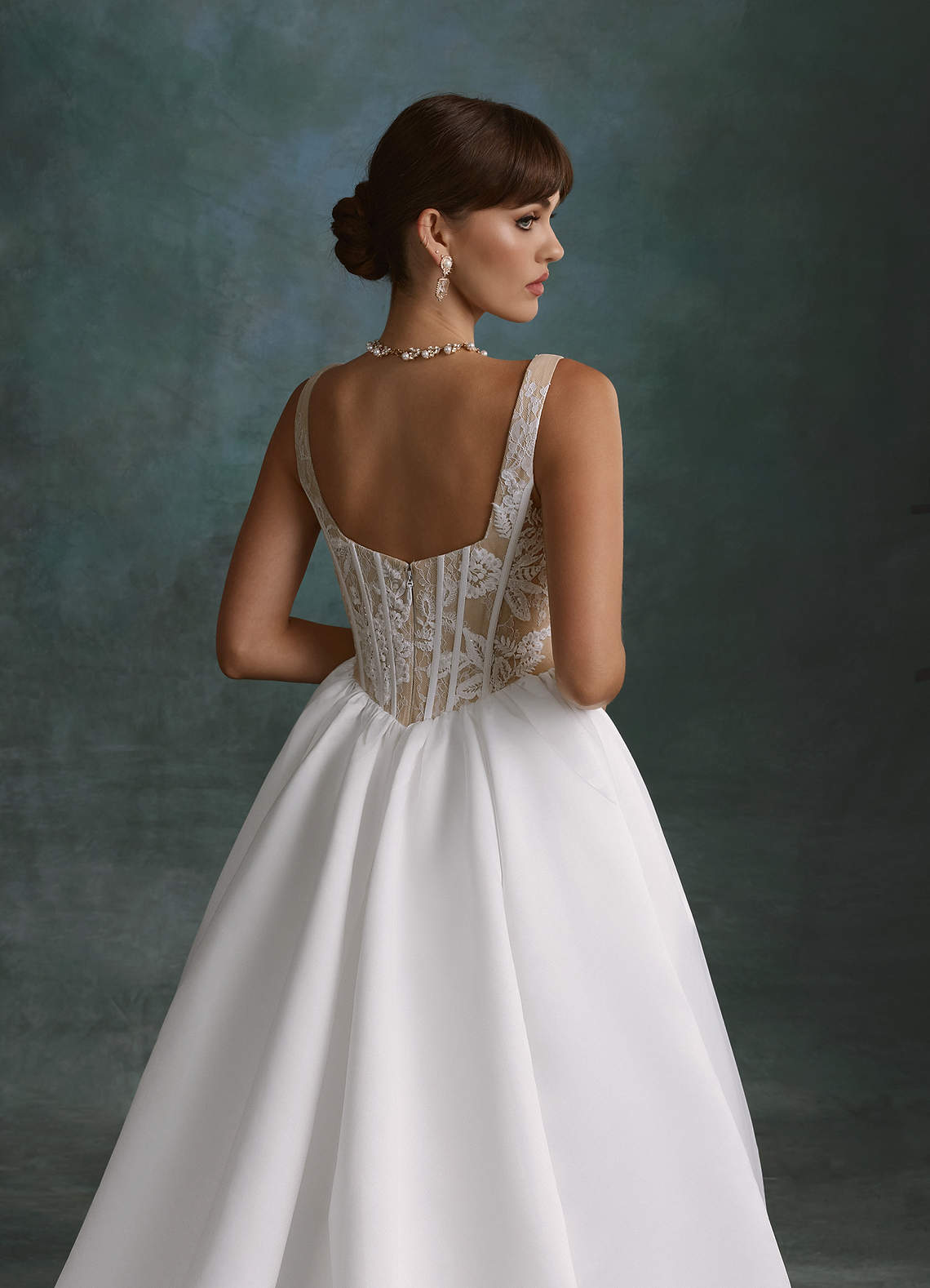 Azazie Belle Wedding Dresses Diamond White Nude Ball-Gown Satin Dress image5