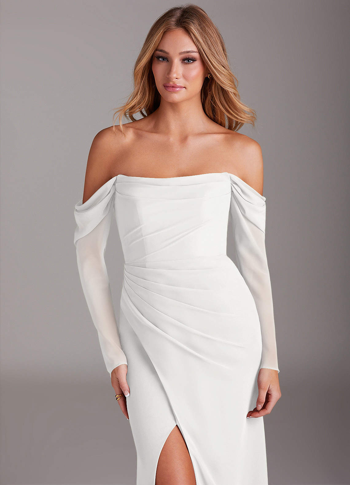 Azazie Hallie Ready to Ship White Chiffon Bridesmaid Dresses