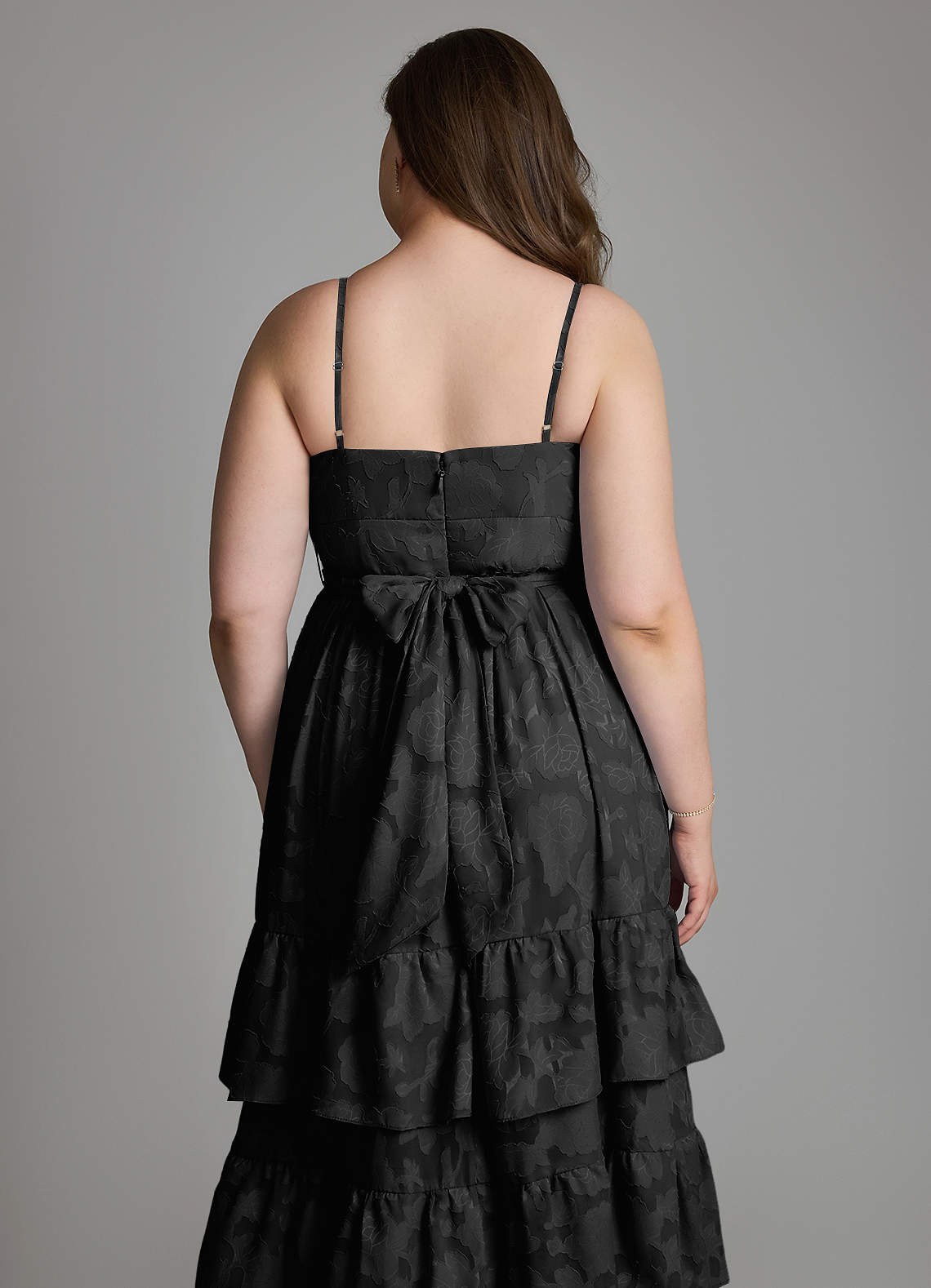 Azazie Nathalia Bridesmaid Dresses Black A-Line Bow Floral Burnout Dress image11