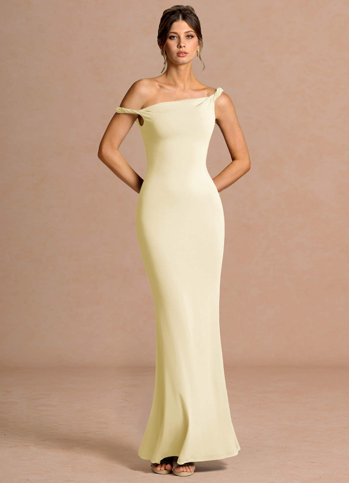 buttery yellow maxi dress Carmel One-Shoulder Sash Maxi Dress Butter