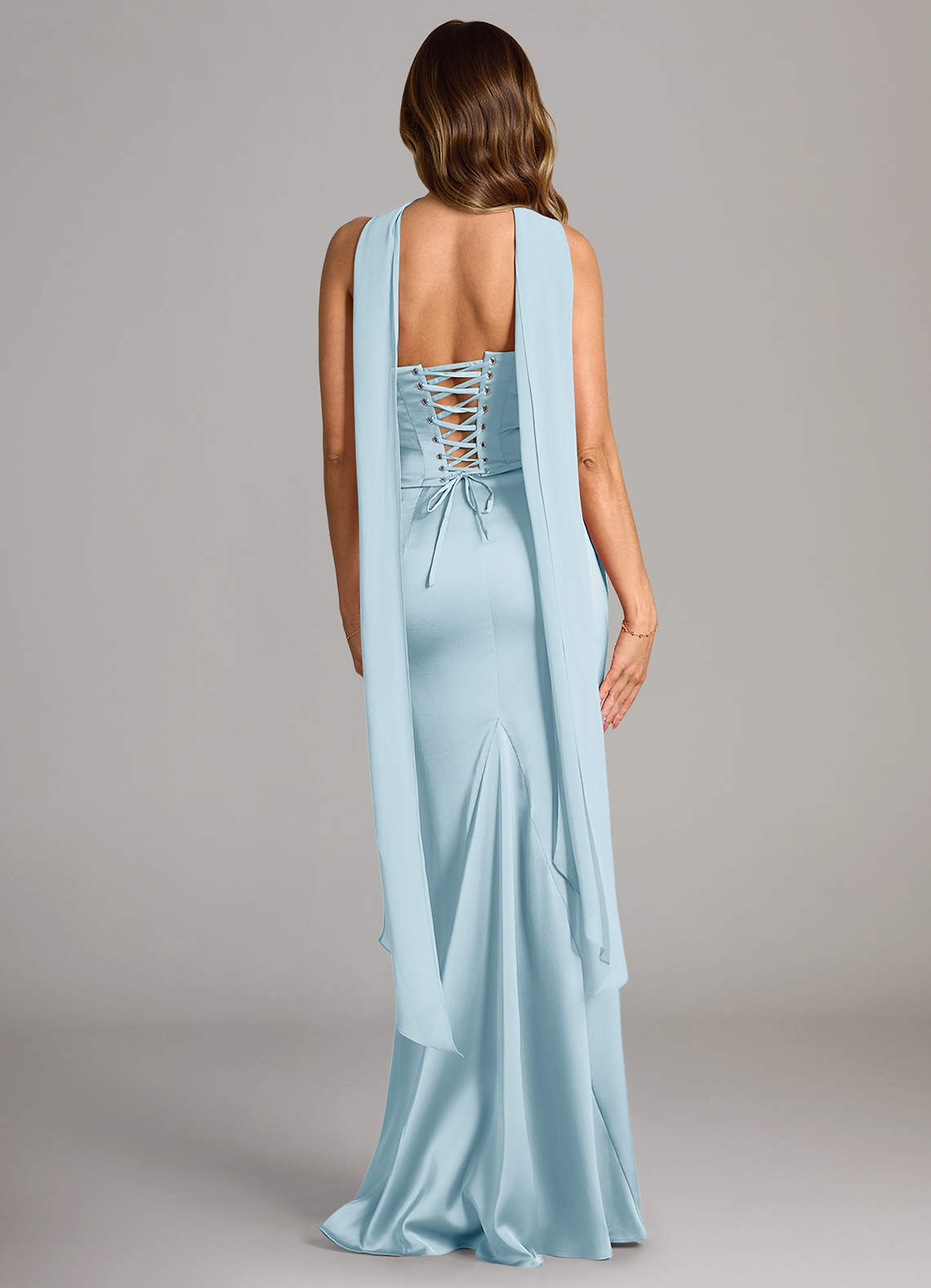 Azazie Sorrel Bridesmaid Dresses Sky Blue Mermaid Strapless Stretch Satin Convertible Dress image1