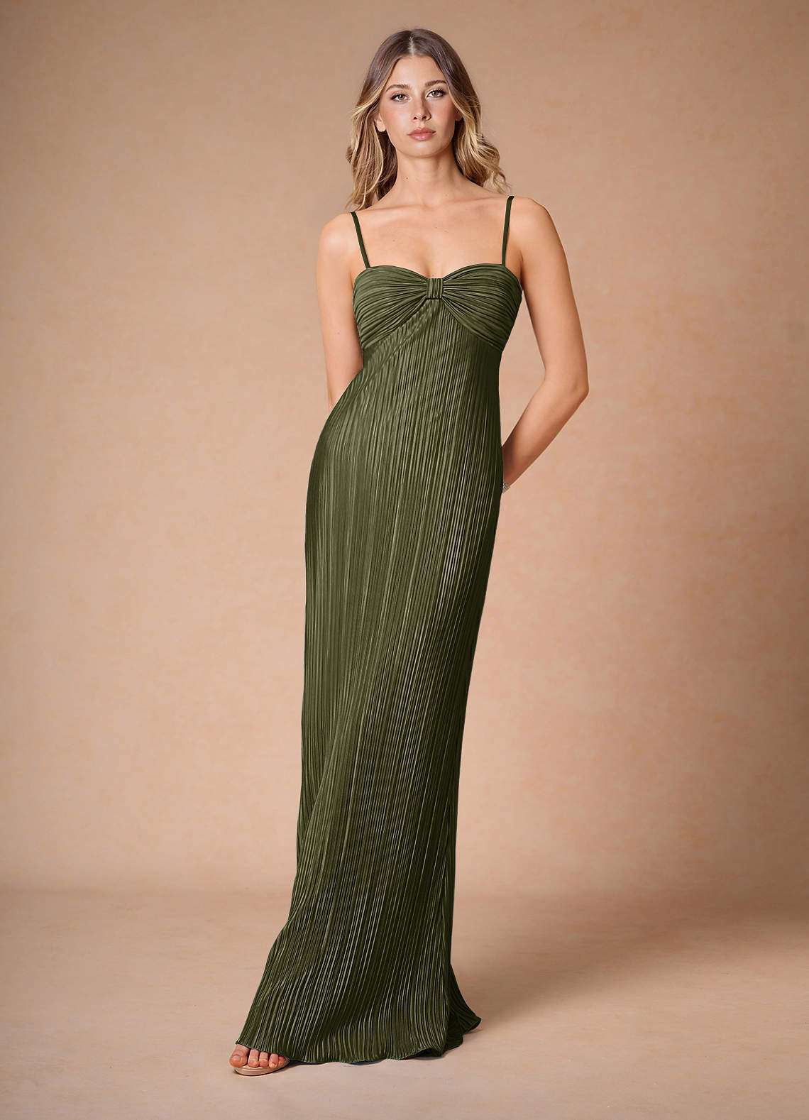 Nephele Moss Green Maxi Dress | Azazie