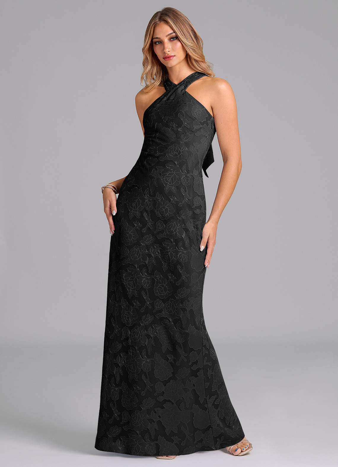 azazie black floral dress Azazie Lainey
