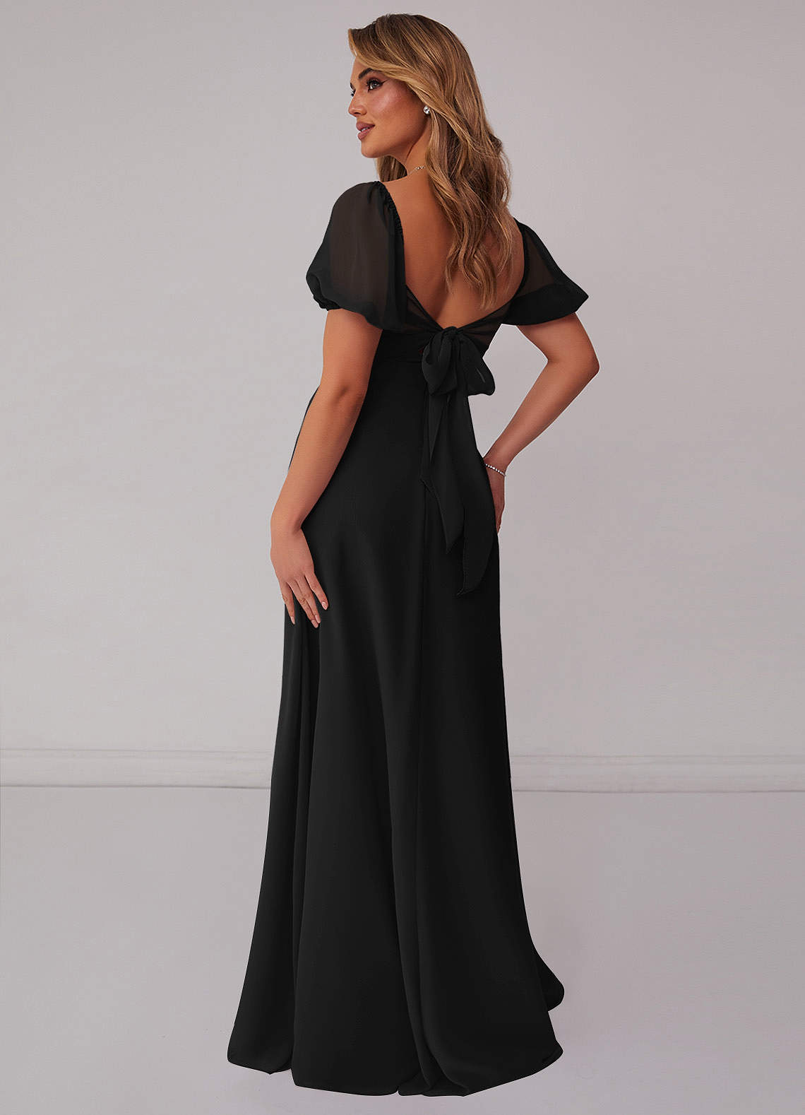 Barbie ♥ Azazie Bridesmaid Dresses Chiffon A-line Dress with Puff Sleeves image1