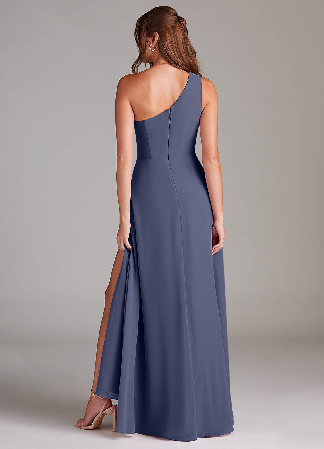 Azazie Brooke Bridesmaid Dresses Stormy A-Line One Shoulder Chiffon Dress image6