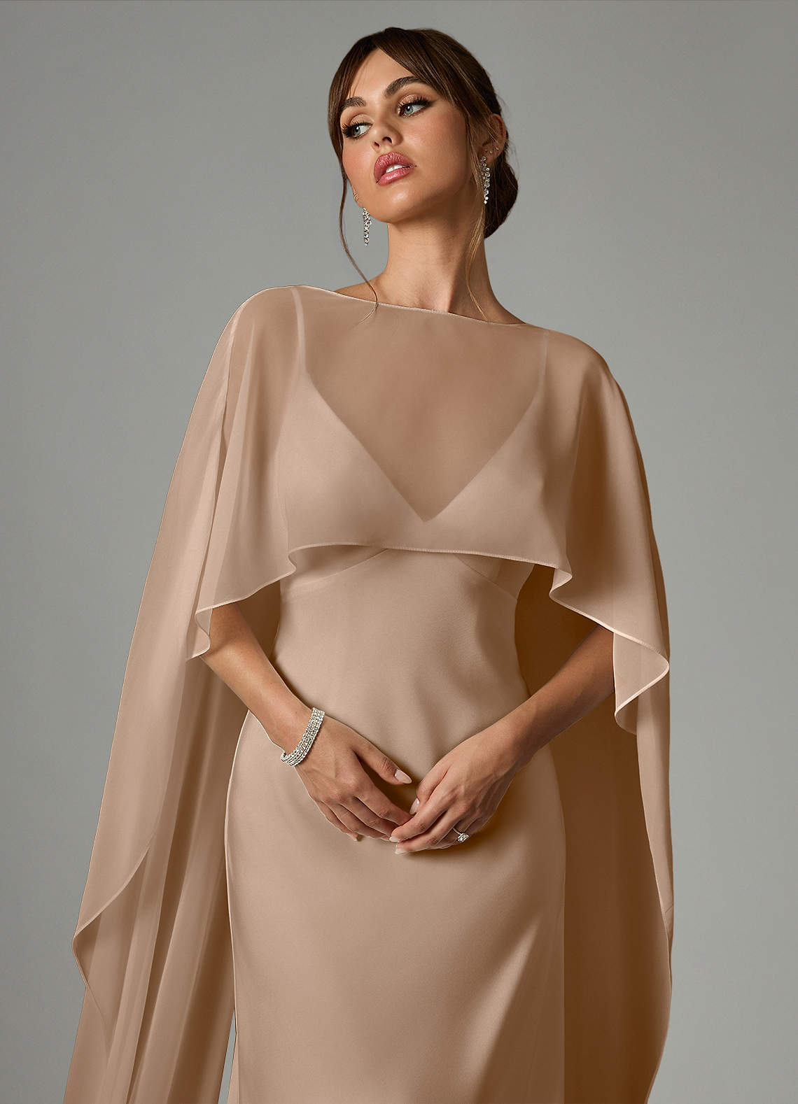 Azazie Stefania Taupe Stretch Satin Bridesmaid Dresses | Azazie