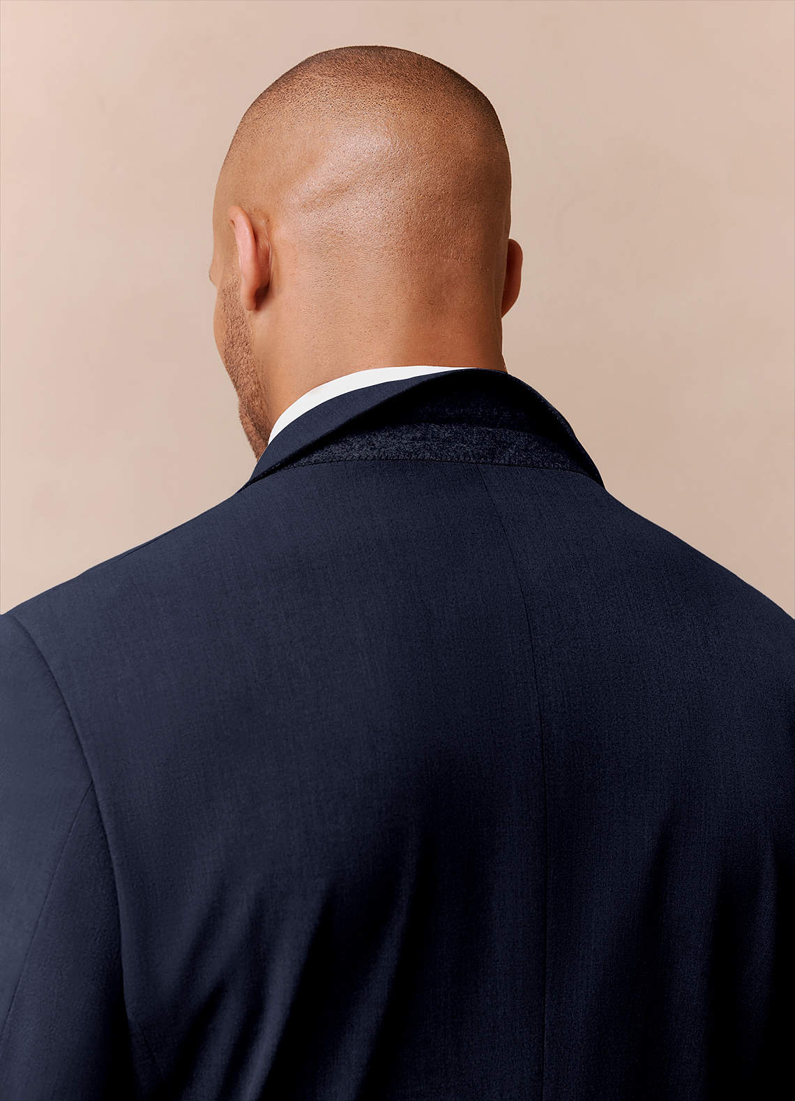 front Savile Navy Blue Wool Blend Suit Jacket