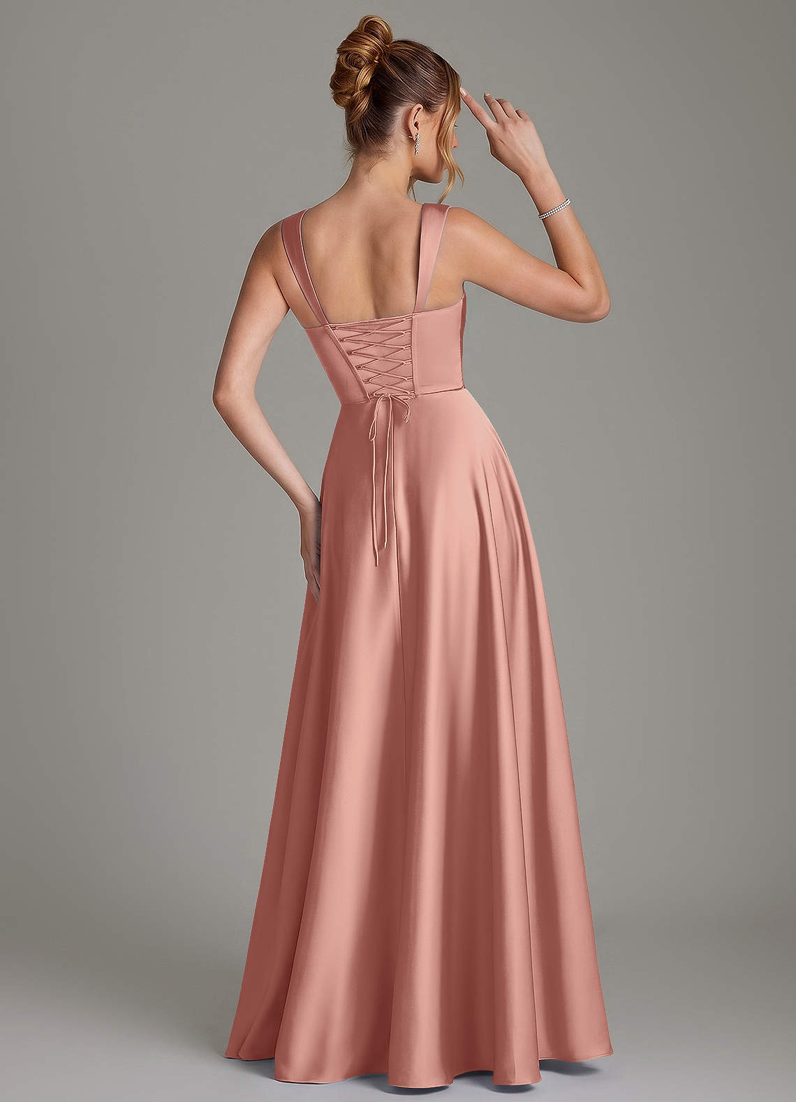 Azazie Azaria Rosette Stretch Satin Bridesmaid Dresses | Azazie