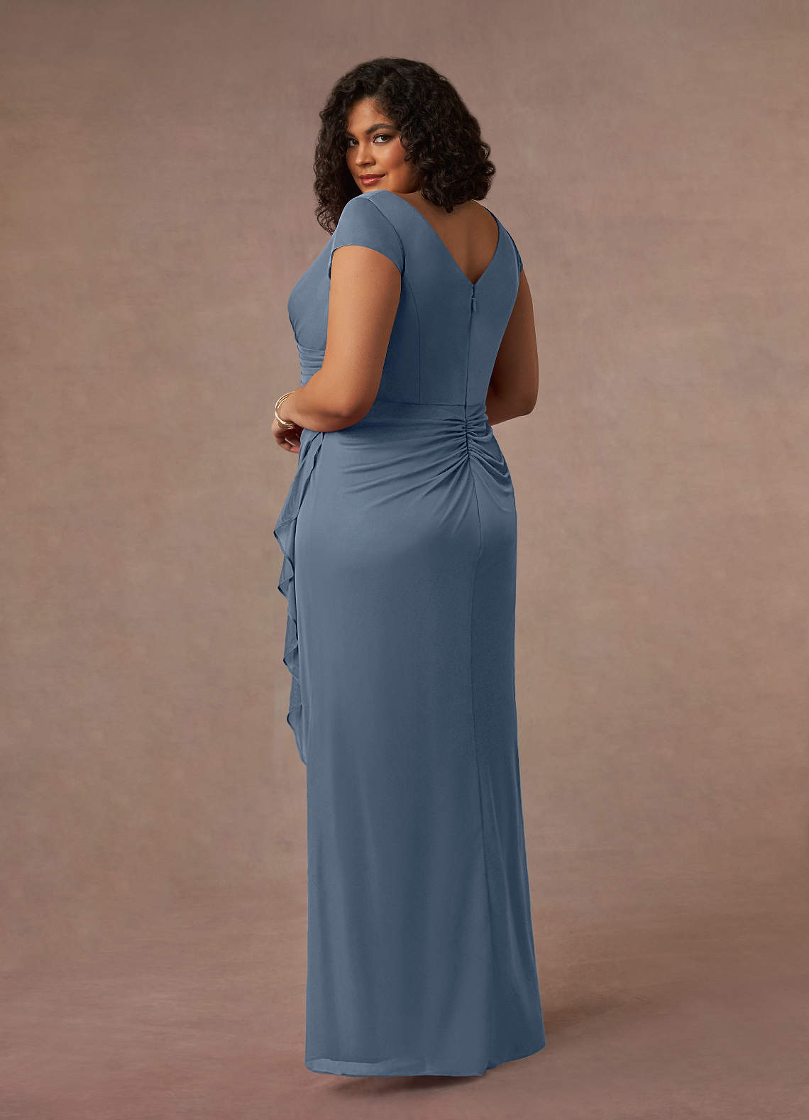 Azazie Roya Mother of the Bride Dresses Twilight Mermaid V-Neck Pleated Mesh Dress image8