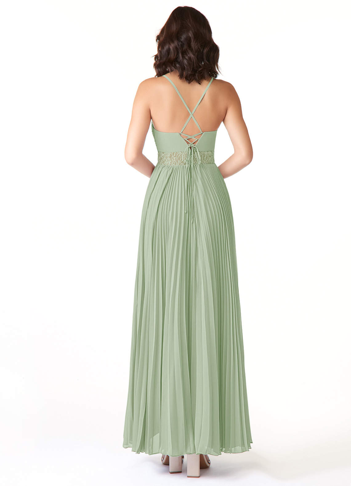 Azazie Devyn Bridesmaid Dresses Dusty Sage A-Line Corset Chiffon Dress image1