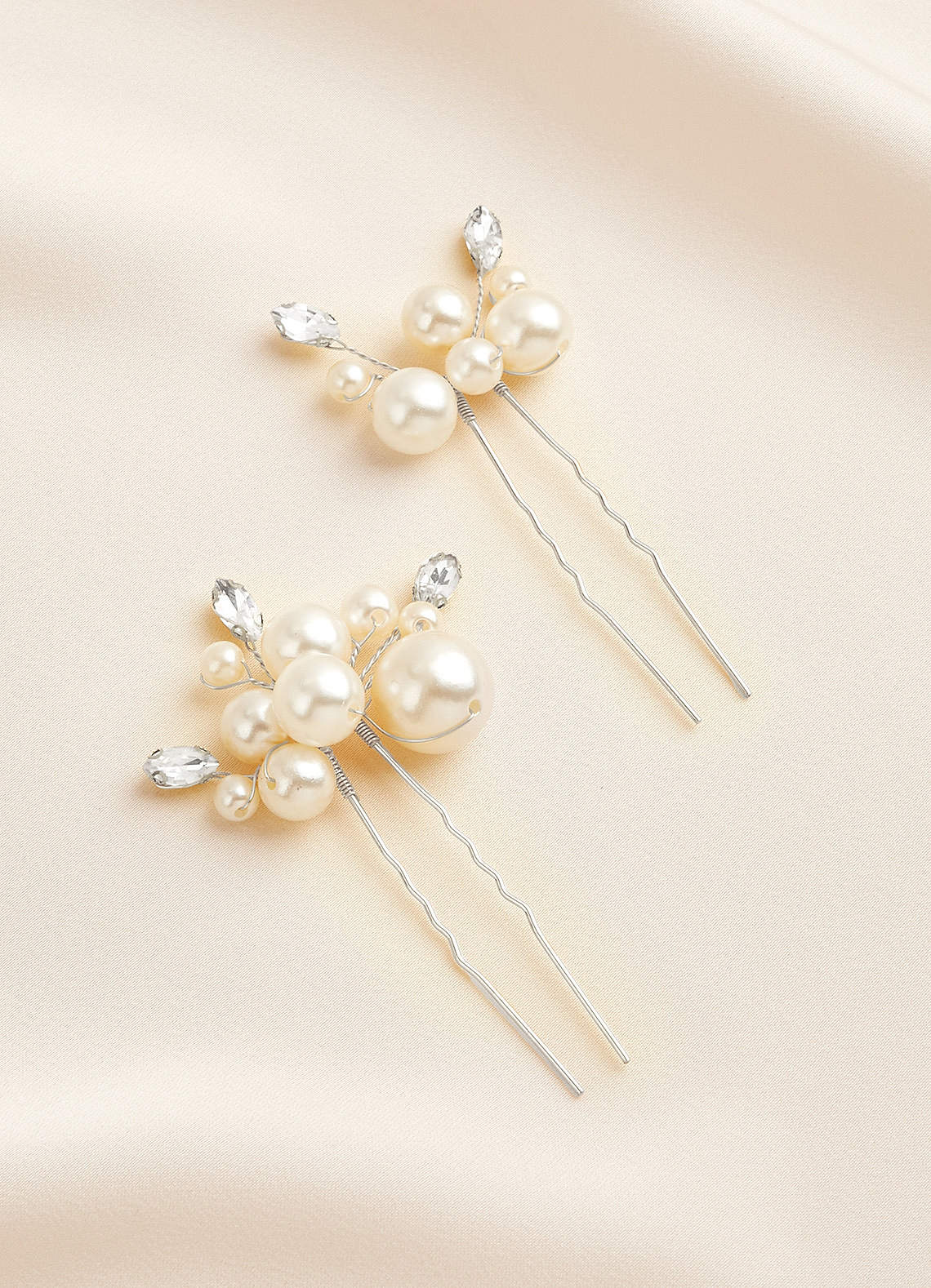 front Pearl Bead Clusters U-Shaped Hairpin Set