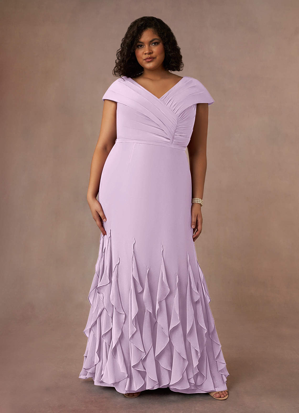 Azazie Bailora Mère de la mariée Robes Robe Sirène en Mousseline de soie Rayé Frostiges Flieder image1