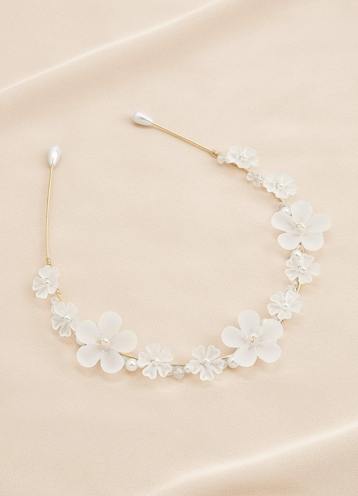 front Diadema de cuentas florales esmeriladas