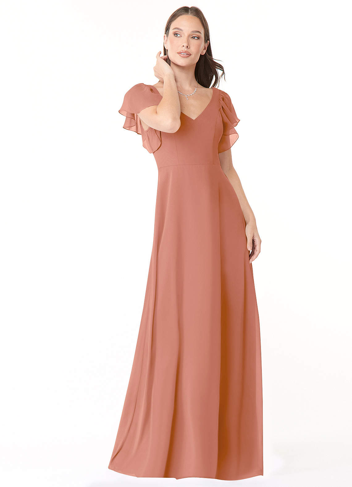 Azazie Syenna Bridesmaid Dresses MAI TAI A-Line Ruched Chiffon Dress image1