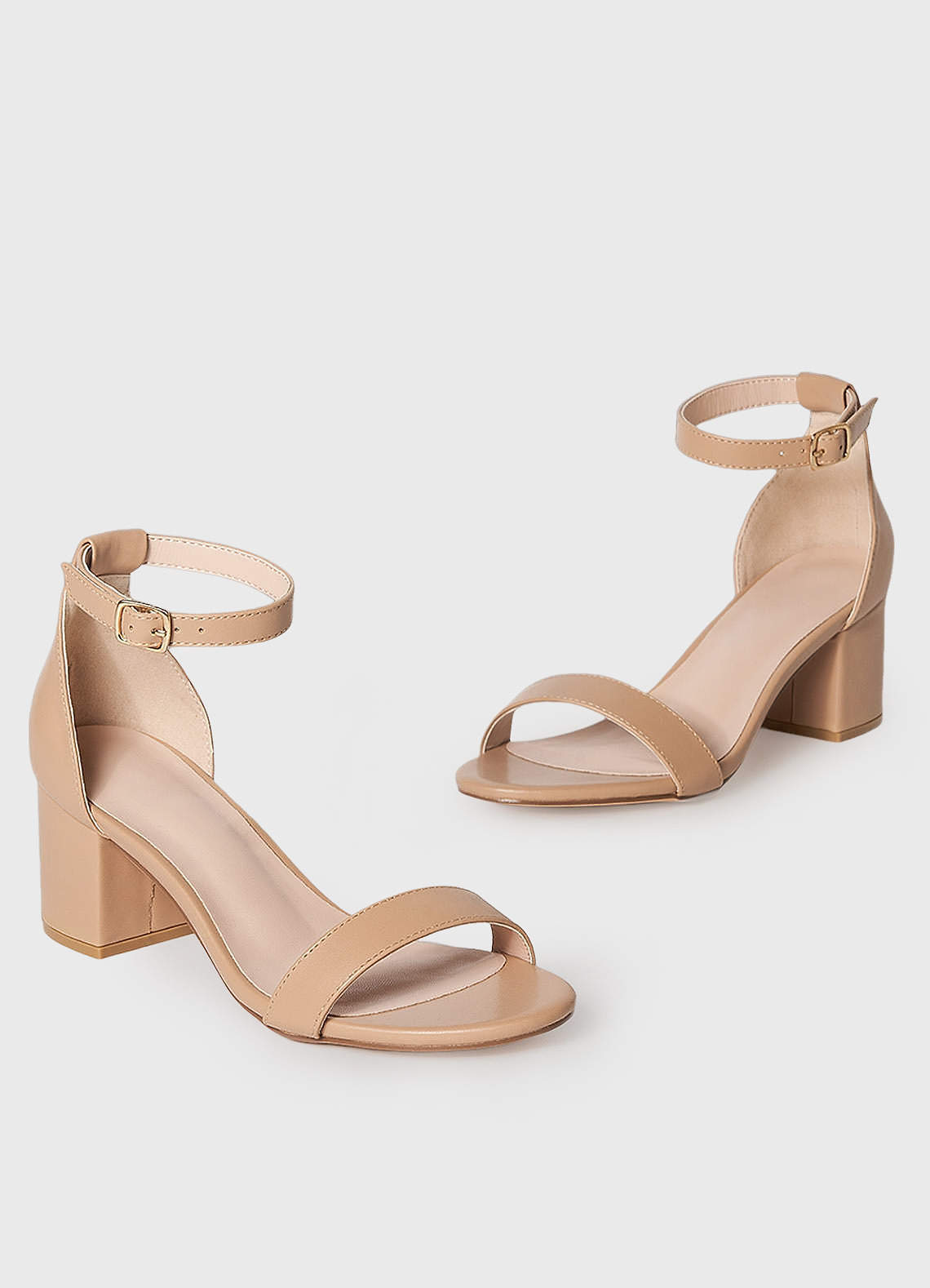 front One-Strap Buckle Block Heel Sandals