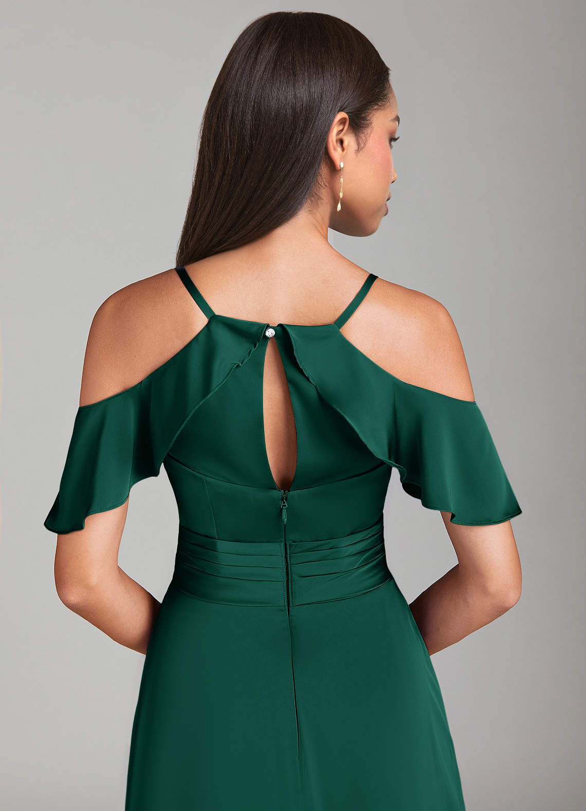 Azazie Dakota Emerald Stretch Satin Bridesmaid Dresses | Azazie