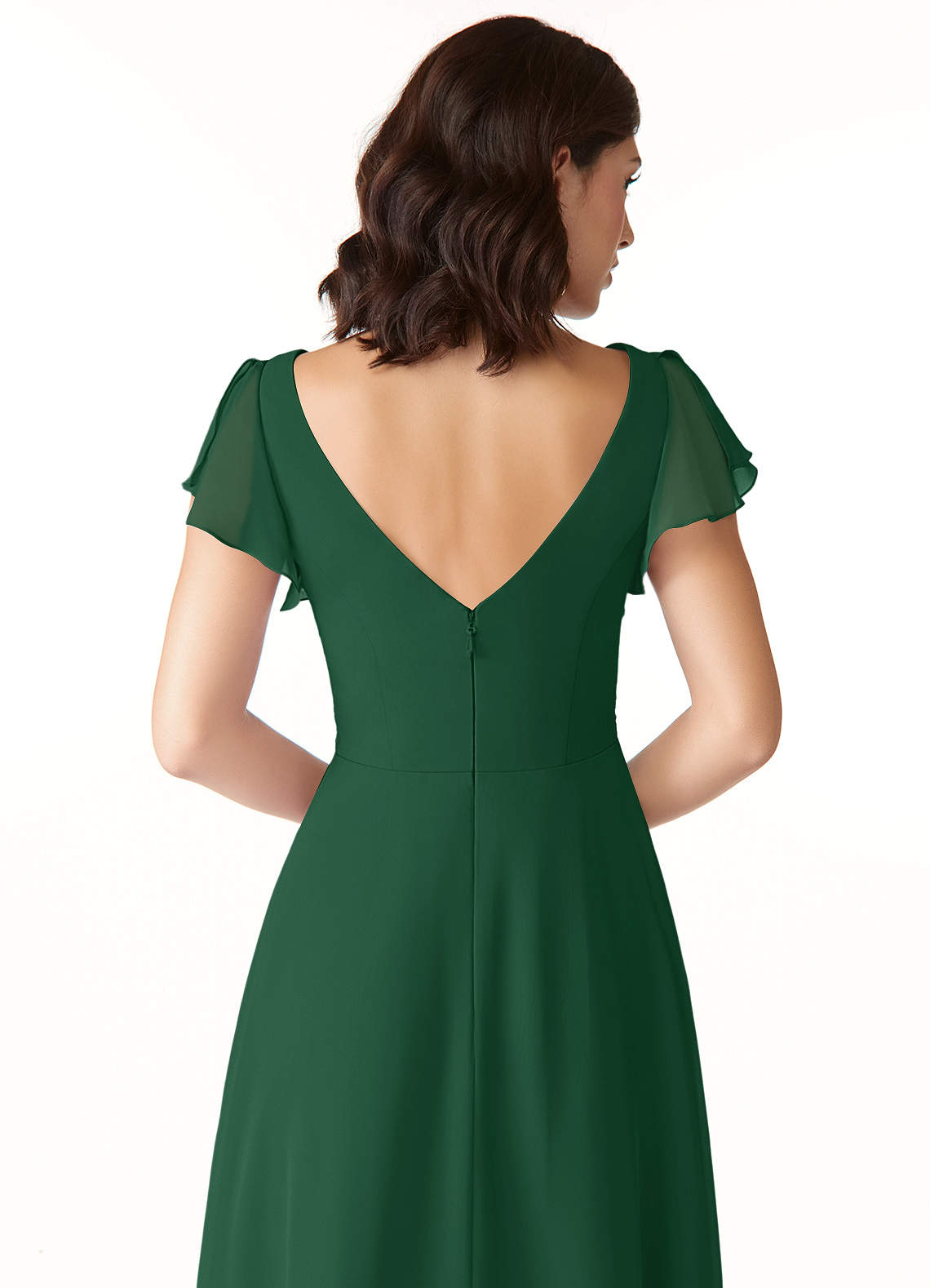 Azazie Omari Vestidos de damas de honor Vestido de Verde Oscuro de Gasa de Corte en A image5