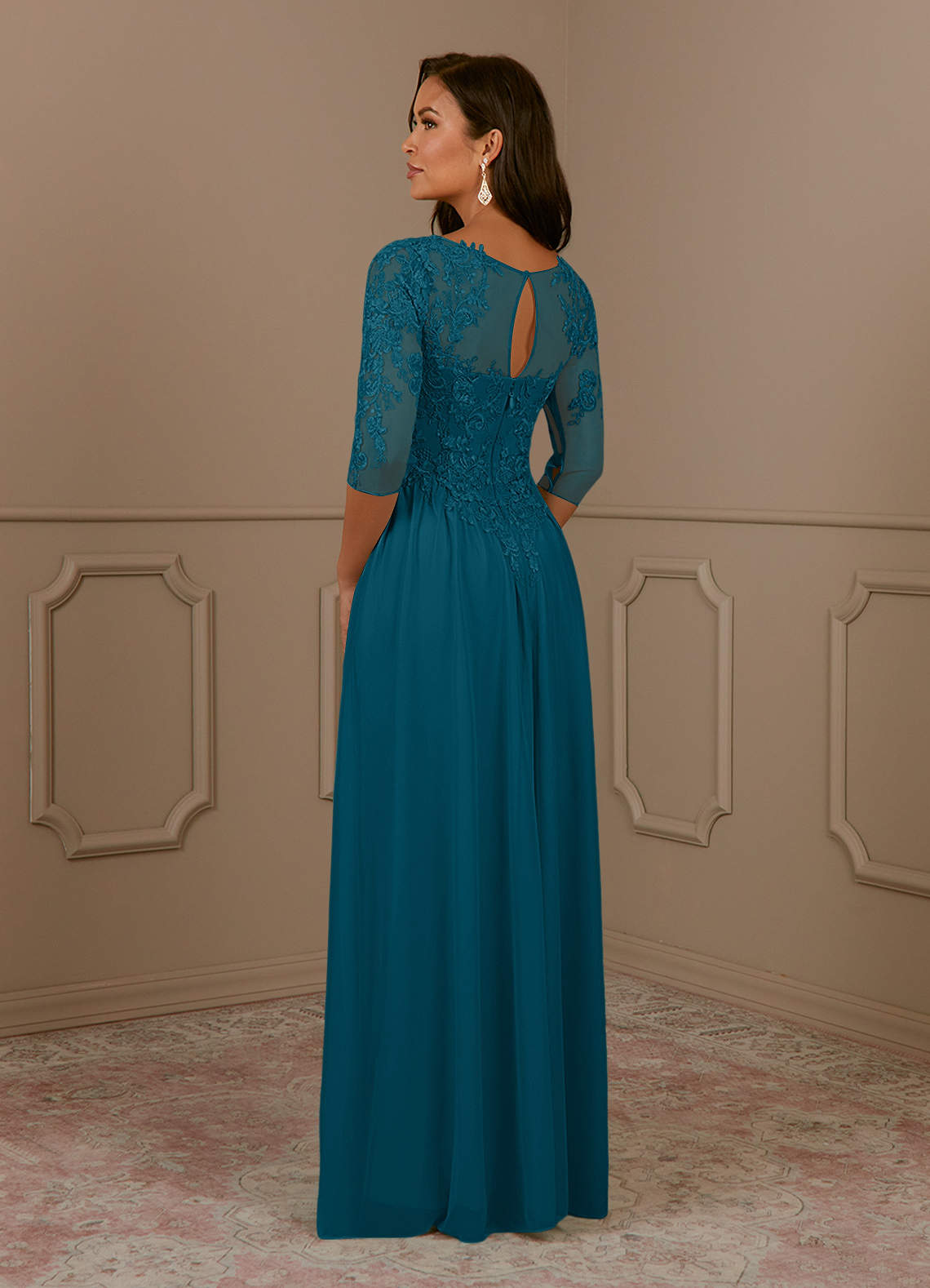 blue lace mesh dress Momyknows Blue Lace Mesh Off Shoulder Knot Ruched Draped Sheer Maternity Maxi Dress Blue / L main image 1