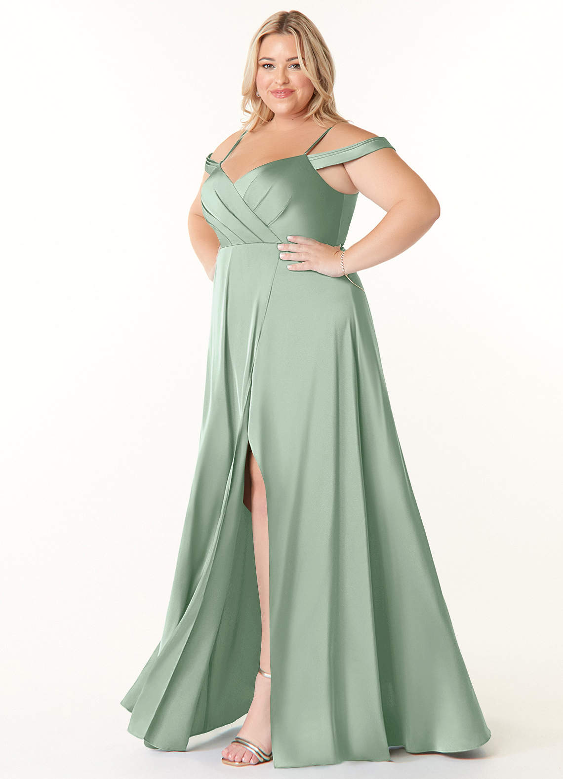 azazie ocean stretch satin dress Azazie A-Line V-Neck Floor-Length Stretch Satin Bridesmaid Dresses