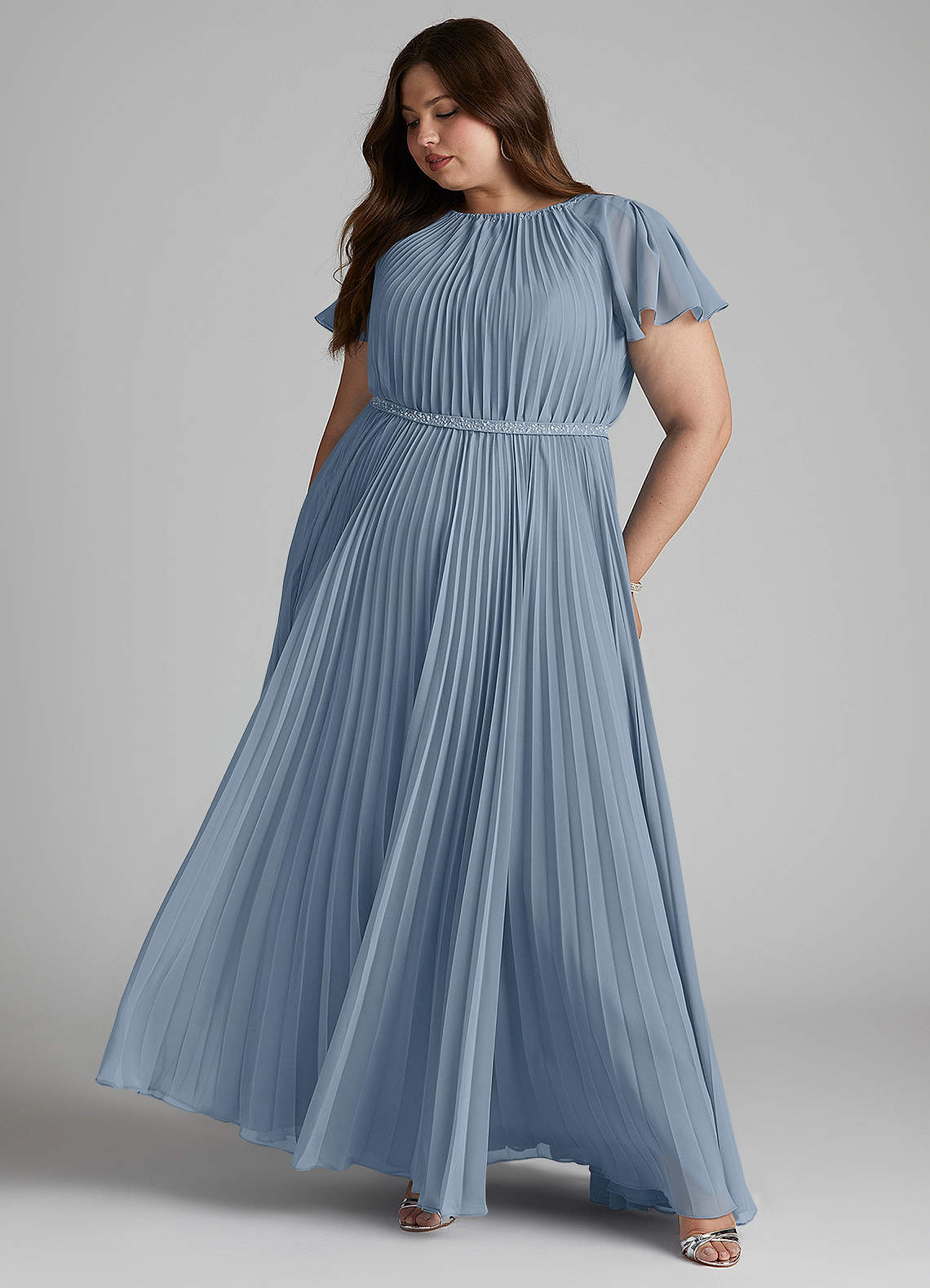 Azazie Kara Modest Bridesmaid Dresses A-Line Pleated Chiffon Floor-Length Dress image11