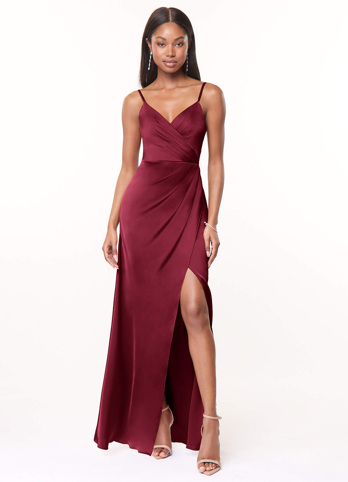 marsala bridesmaid dresses long Azazie Plus Size A-Line V-Neck Floor-Length Stretch Satin Colour:Pale Pink col-outfit-sale-4394 Sweetheart Embellishment Anthropologie Bridesmaid Dresses for