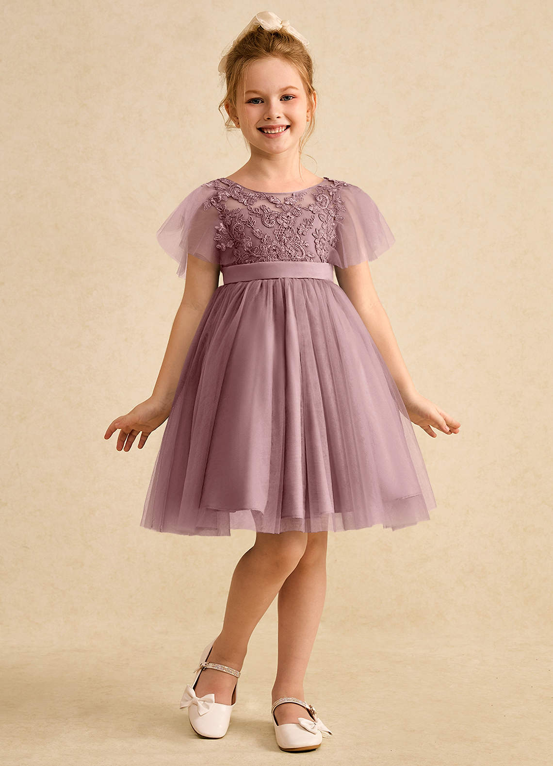 green emerald velvet dress Girls' Paisley Lace Tulle Short Sleeve Maxi Dress in Dusty Pink  2BUNNIES
