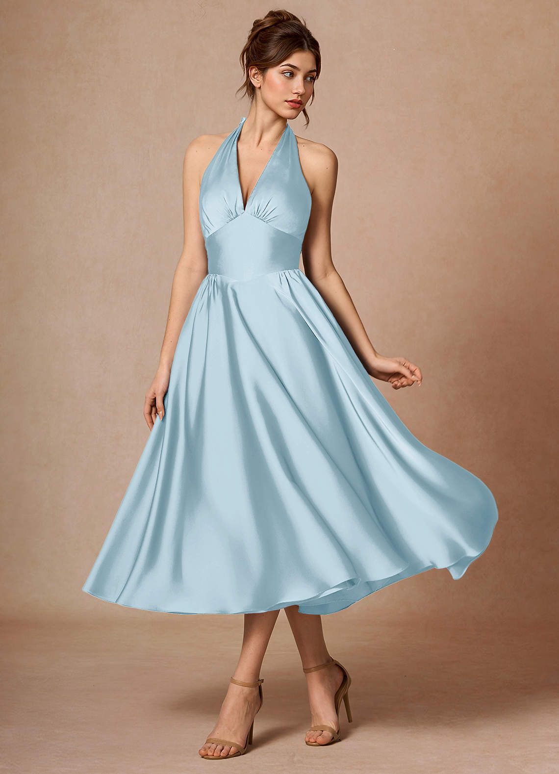 blue midi dress formal Dominique Sky Size:38W X 30L