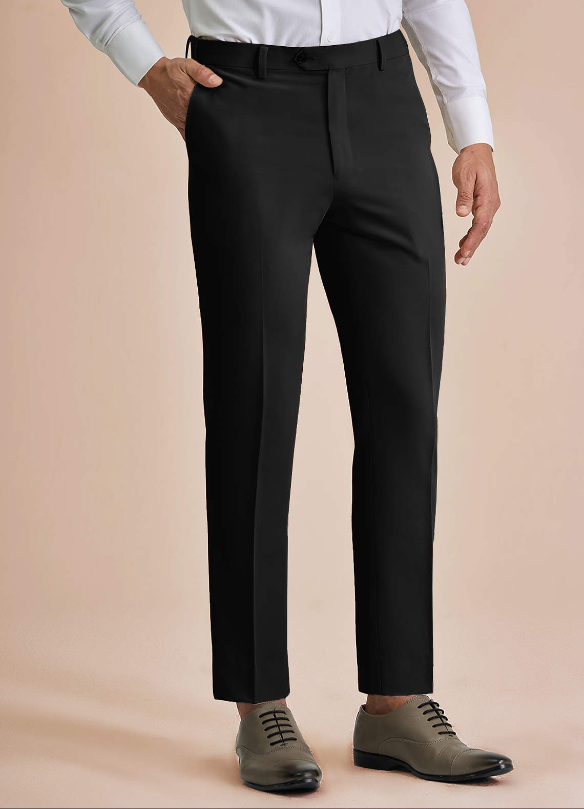 front William Negro Pantalones de vestir