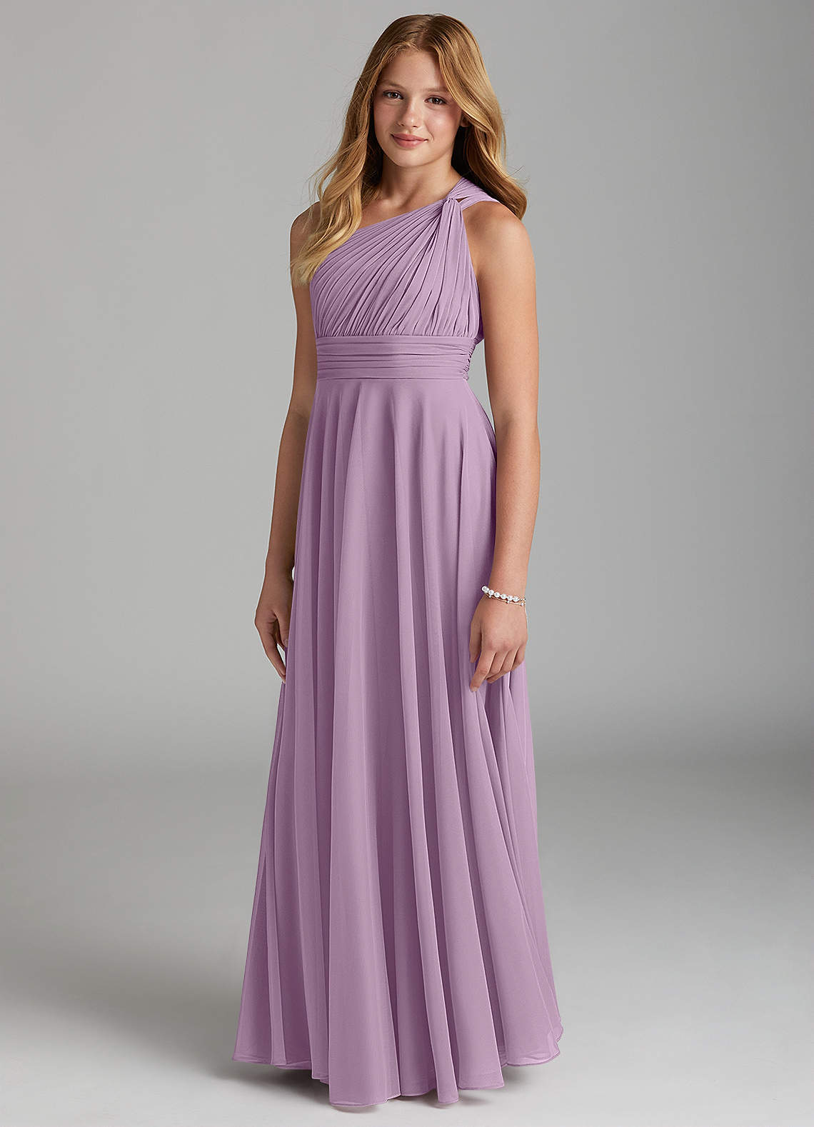 Cute V-neck Junior Bridesmaid Dresses with Pleated Wisteria