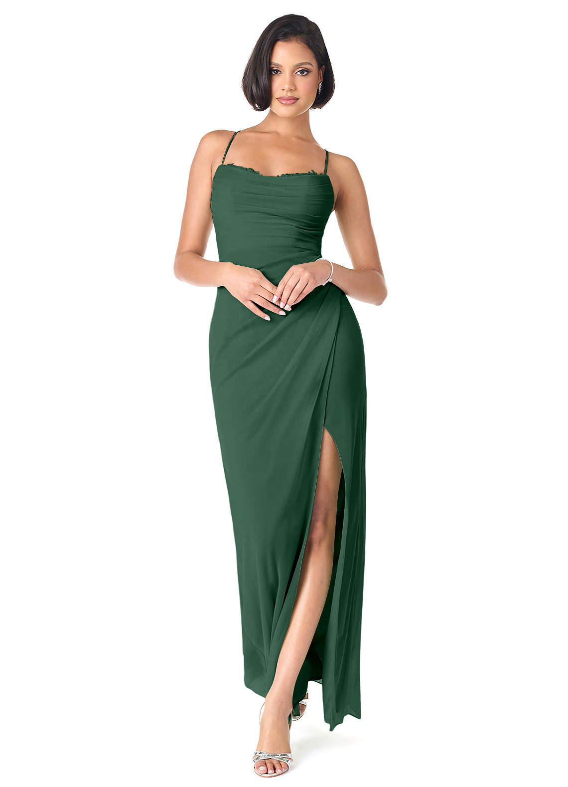 Azazie Ashana Bridesmaid Dresses Dark Green Sheath Sweetheart Lace Mesh Dress image1