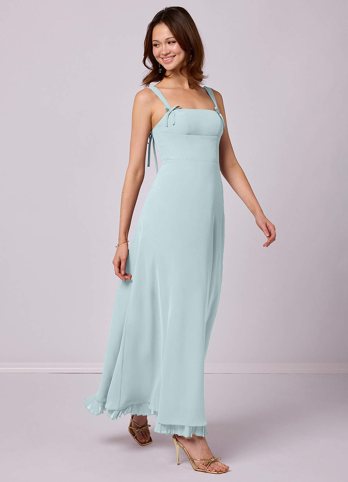 Barbie ♥ Azazie Bridesmaid Dresses Mist A-Line Pleated Chiffon Dress image1