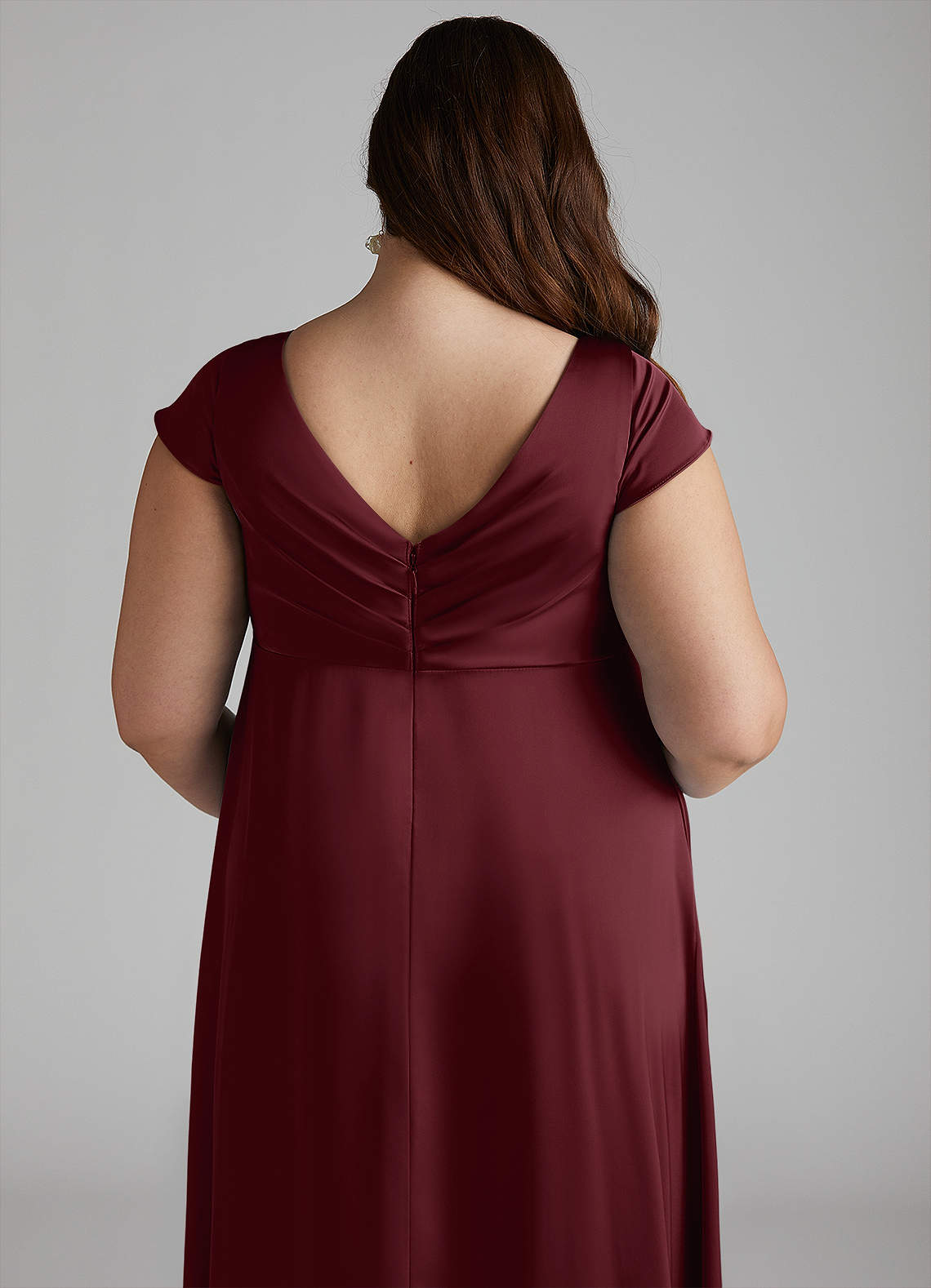 Azazie Allessia vestidos de dama de honor de maternidad Vestido de Corte En A Plisado Hasta el suelo Satén Elástico image11