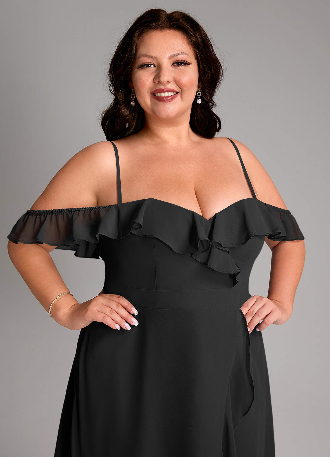 Azazie Lyra Bridesmaid Dresses Black A-Line Chiffon Convertible Dress image16