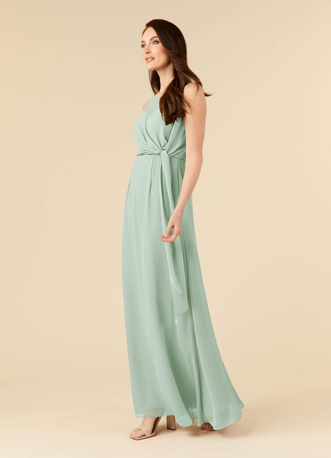 Azazie Marchioness Mother of the Bride Dresses A-Line Scoop Pleated Chiffon Floor-Length Dress image1