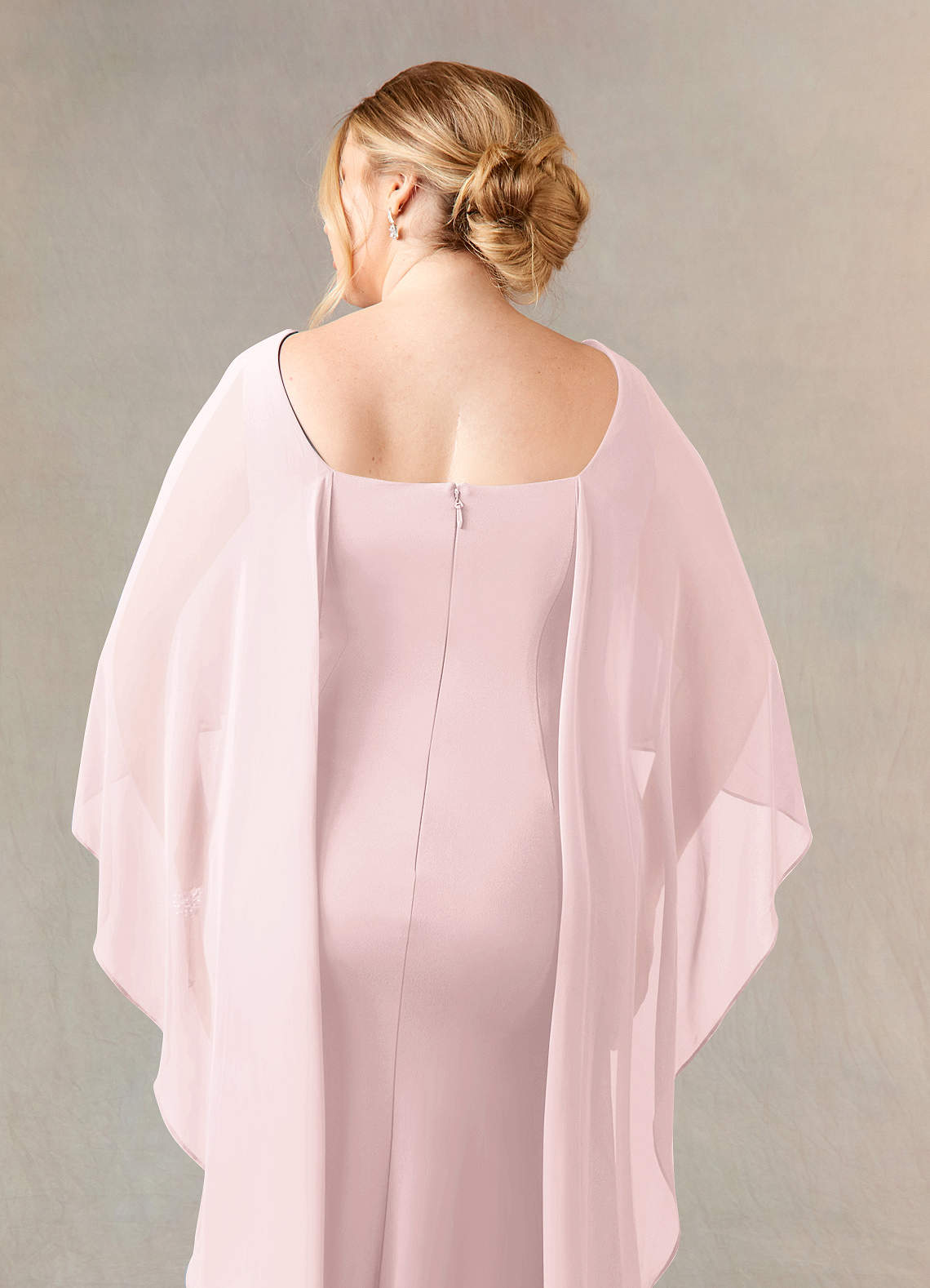 Azazie Dion Mother of the Bride Dresses Blushing Pink Sheath Scoop Stretch Crepe Dress image12