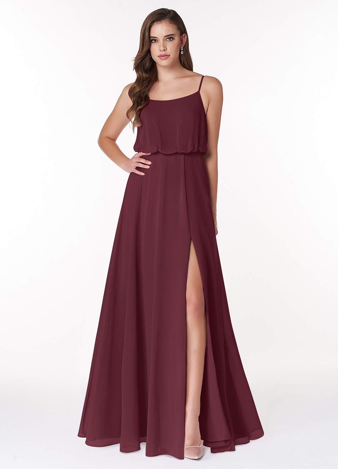 fall winery dress Lumen Stylish One Shoulder Ruffles Floor Length Chiffon Bridesmaid Dresses, Lilac main image 1
