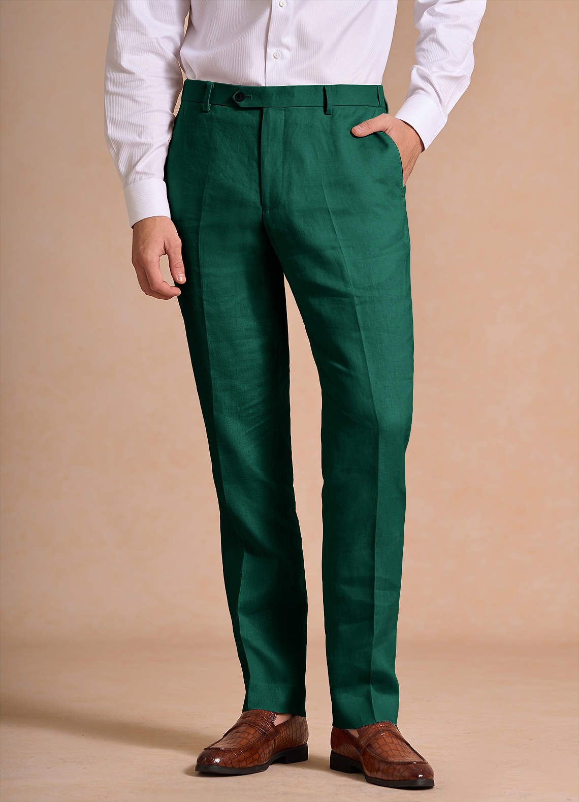 front Harrison Emerald 100% hørkjolebukser