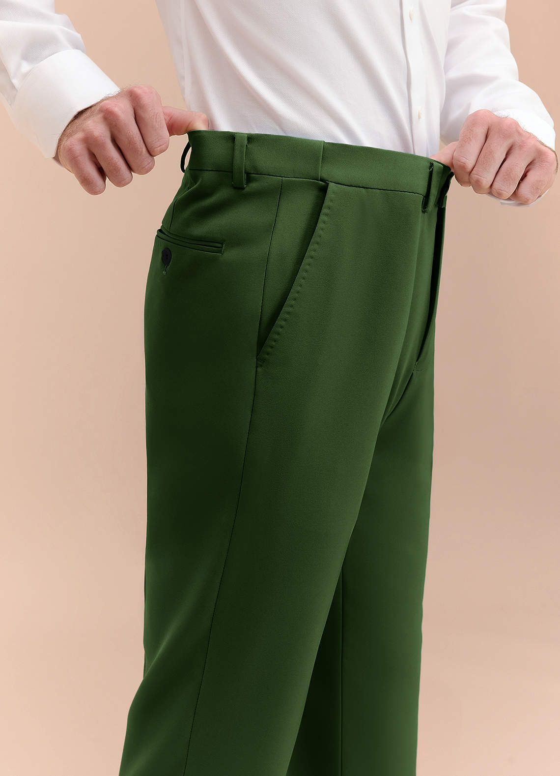 front James Olive Structured Stretch Dress Pants