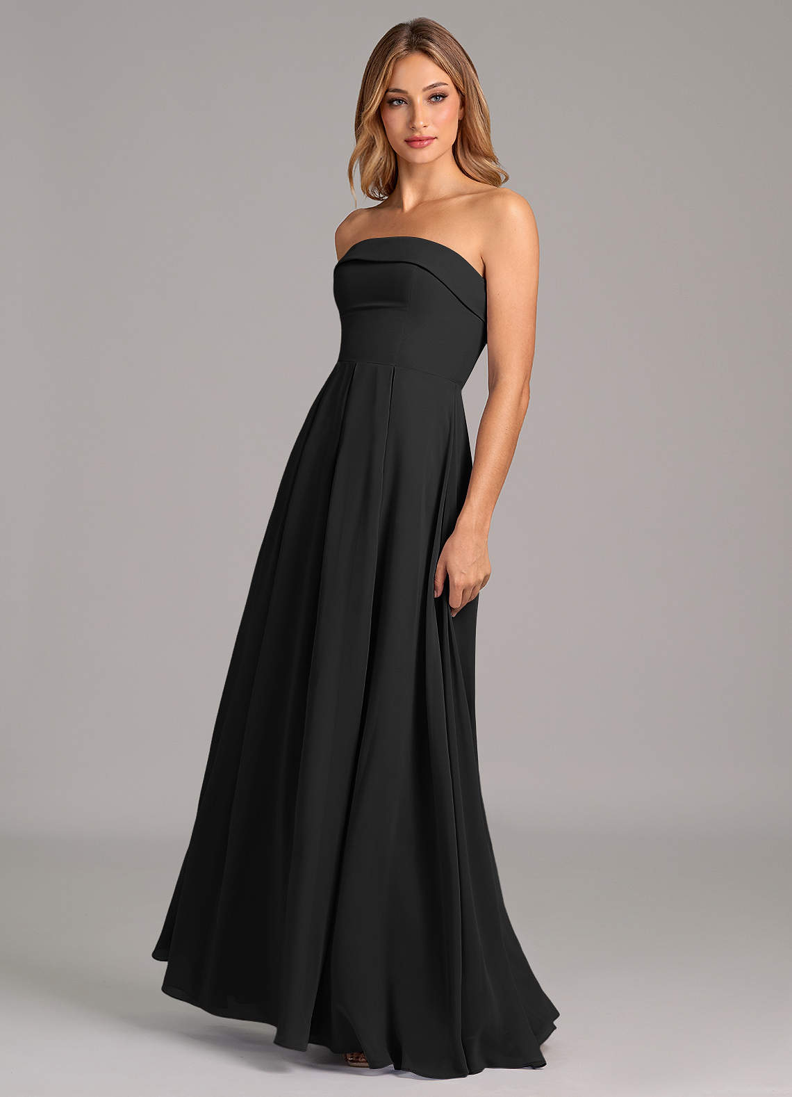 Azazie A-Line Strapless Floor-Length Chiffon Bridesmaid Dresses - Black Azazie A-Line Strapless Floor-Length Chiffon Bridesmaid Dresses - Black