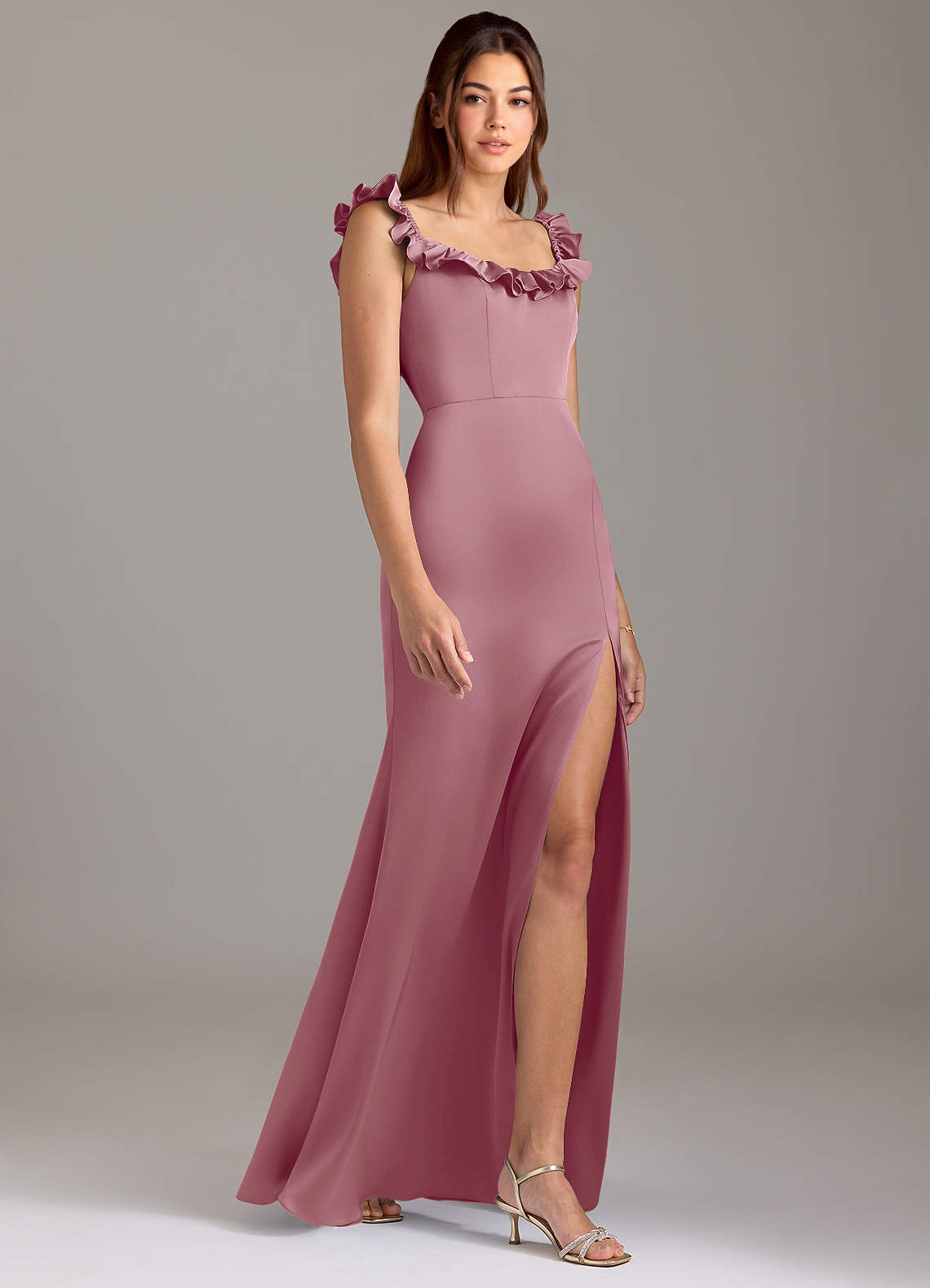 mauve convertible bridesmaid dress Azazie Callie Ayzel Lace-Up A-Line Glitter The jumpsuit features a Color:Violet Ombre sbc-SuitSeparate-Pant