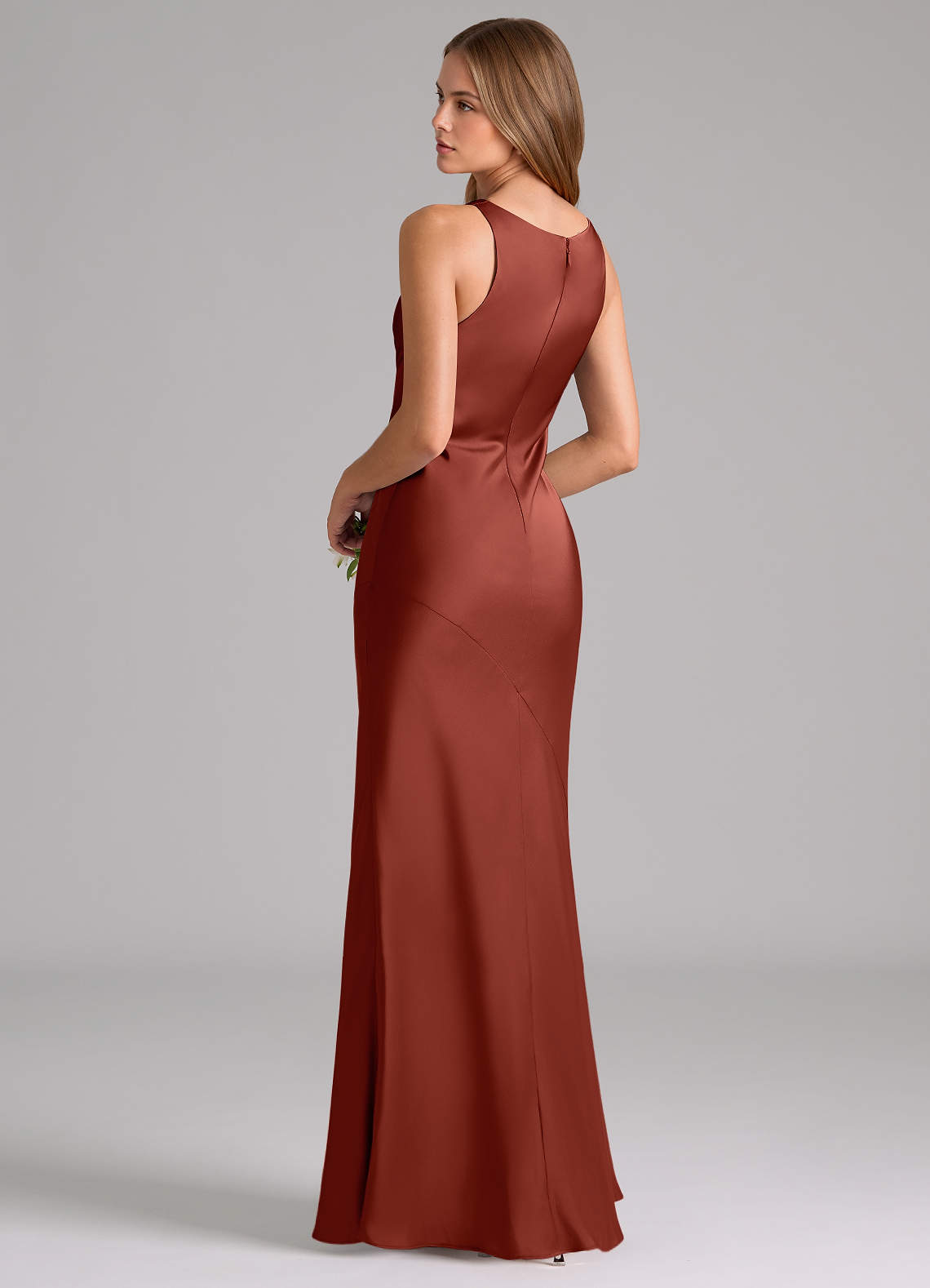 Azazie Allettie Essayer des robes à la maison Robe Sirène en Satin extensible Noir image1