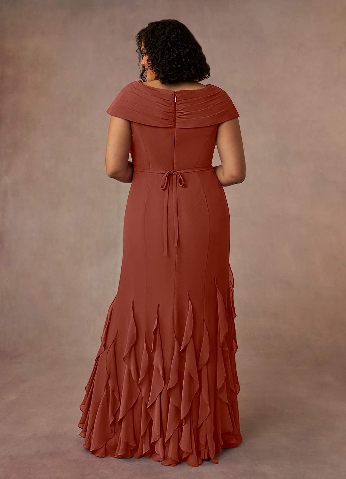 Azazie Bailora Mother of the Bride Dresses Auburn Mermaid Ruched Chiffon Dress image2