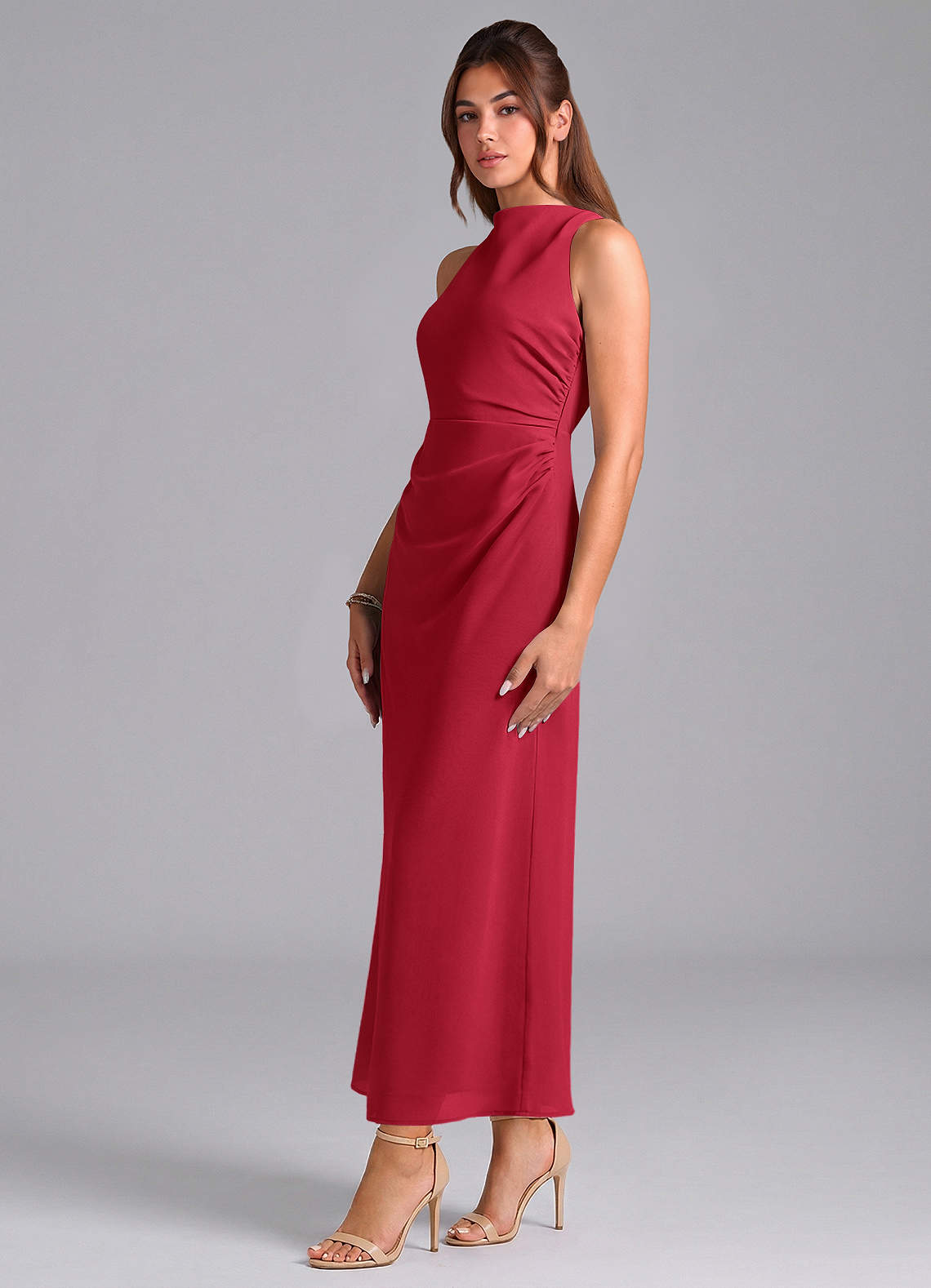 ankle length chiffon dresses Azazie Evadne backless prom dress Pink Size:8yrs düğün Guest dress Its English Garden floral